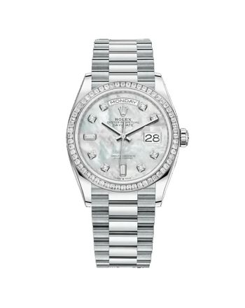 Rolex Day-Date 128396TBR White mother-of-pearl Unisex 36MM